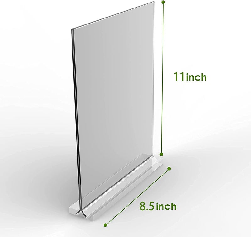 KOOLDE Acrylic Sign Holder 8.5x11 Inches 6 Pack T Shape Desktop Display Stand Vertical Double Sided Clear Table Menu Flyer Holder for Restaurants, Office, Shop, Wedding - Image 3